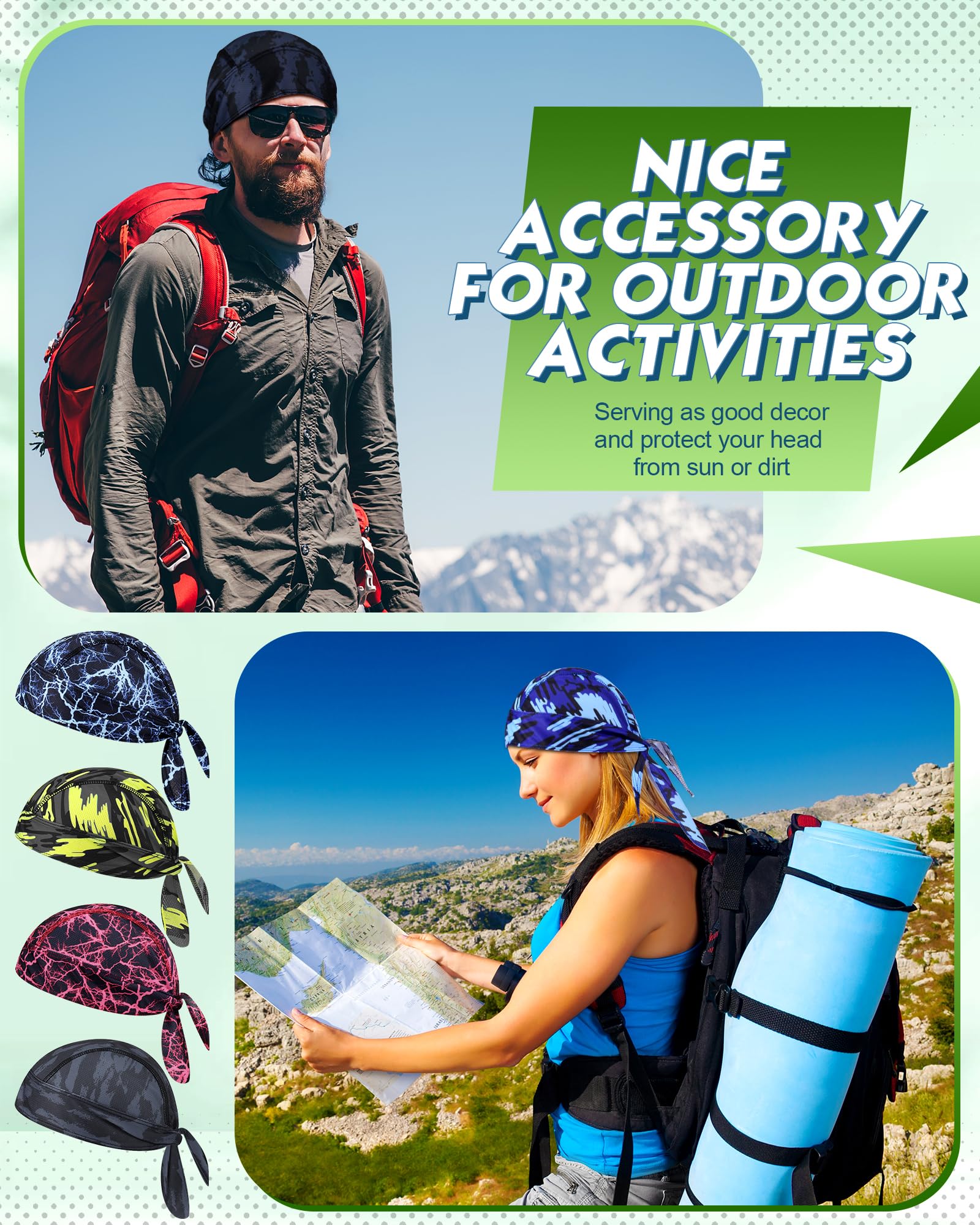 15 Pcs Do Rag Skull Cap Cooling Helmet Liner Sweat Wicking Head Wraps Bandana Beanie Bicycle Helmet Liner for Men Women