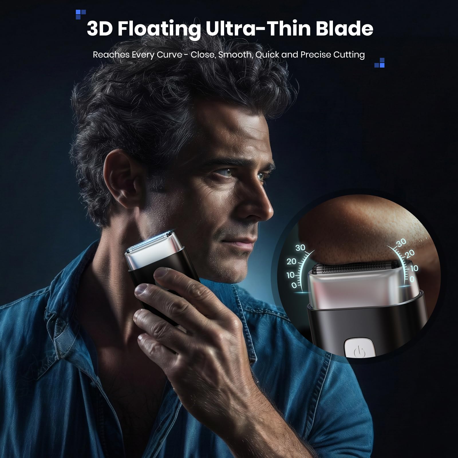 Rasoir électrique 3D amélioré 2026 pour homme, mini rasoir de voyage pour homme, rasoir électrique compact et portable pour homme, lavable humide/sec, affichage LED intelligent