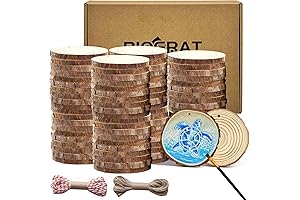 Senmut Wood Slices 30 Pcs 2-2.4 Inches, Predrilled Ornaments
