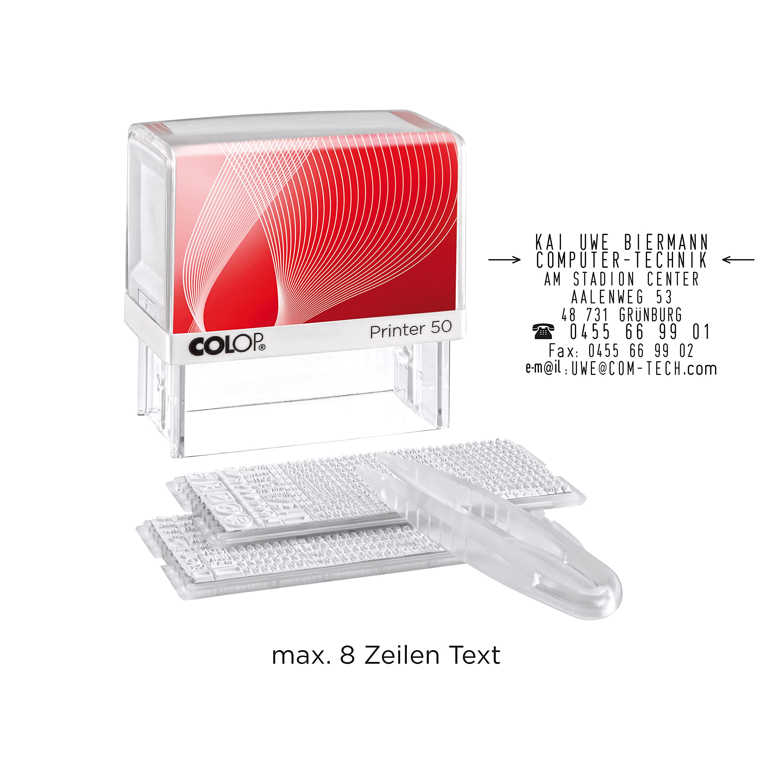 COLOP Printer 50/2 Set 8 righe da inserire autonomamente, con 2 set di tipologie e pinzette