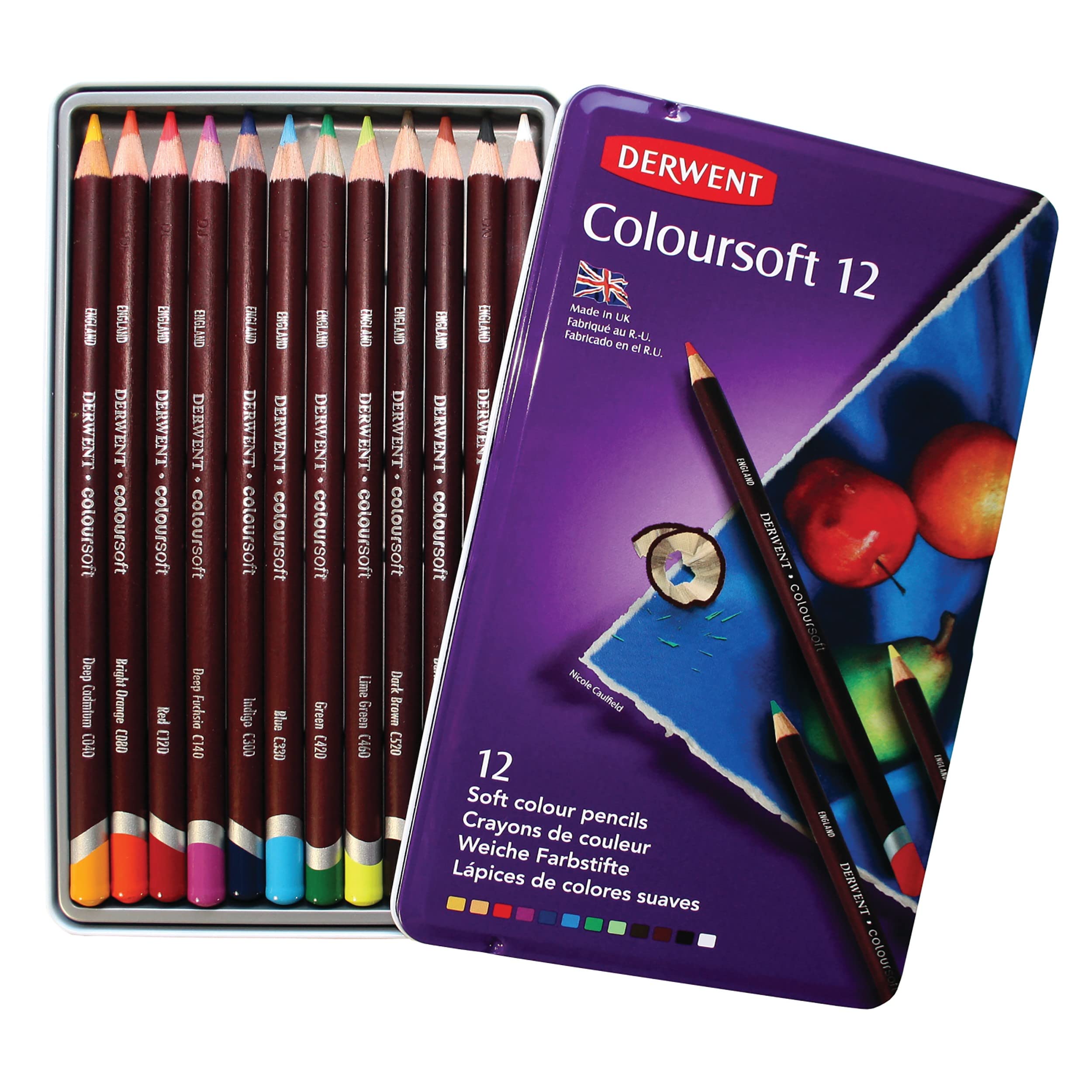 Derwent Coloursoft – 12 Caja de metal