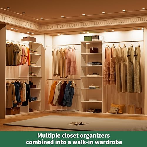 Miniatura 4 de ROOMTEC Sistema de armario, 25.5 pulgadas de ancho, kit organizador de armario montado en la pared con torre de almacenamiento de madera y 3
