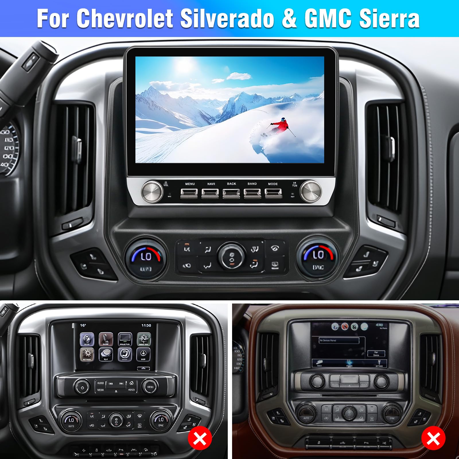 Car Stereo Radio for Chevrolet Silverado & GMC Sierra 2014 2015 2016 2017 2018, Android 13 4G+64G Wireless CarPlay Android Auto, 10 inch Touchscreen GPS Navigation FM SWC Headunit, Backup Camera