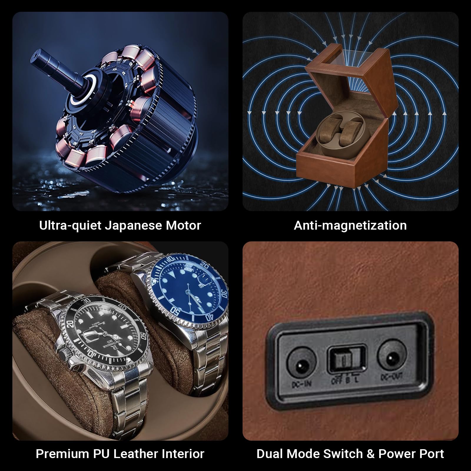 Lian Double remontoir automatique pour montres avec moteur japonais silencieux Mabuchi pour montres homme et femme