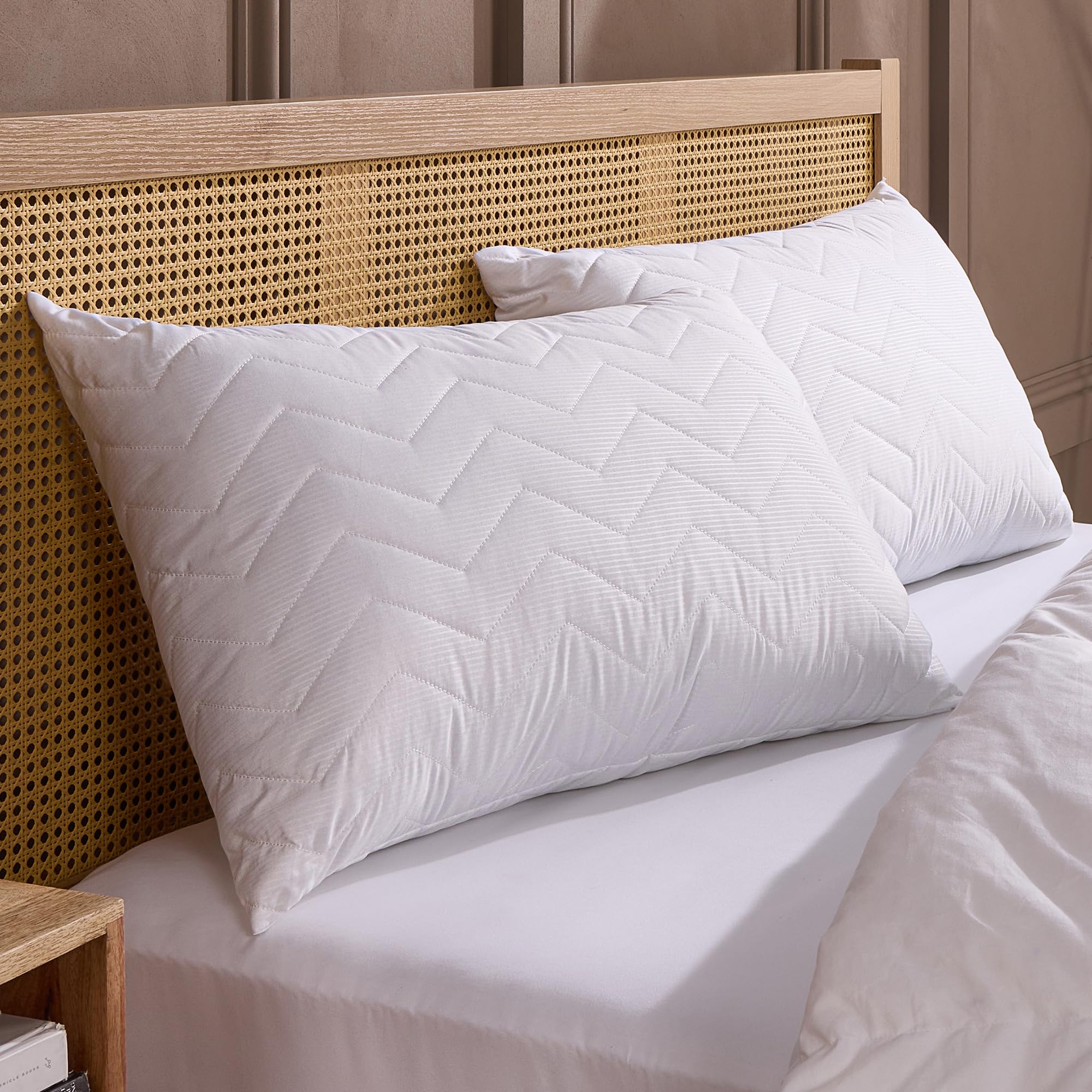 Snuggledown Rebound Quilted Pillows 2 Pack - Hotel Quality Firm Support Luxury Pillows for...