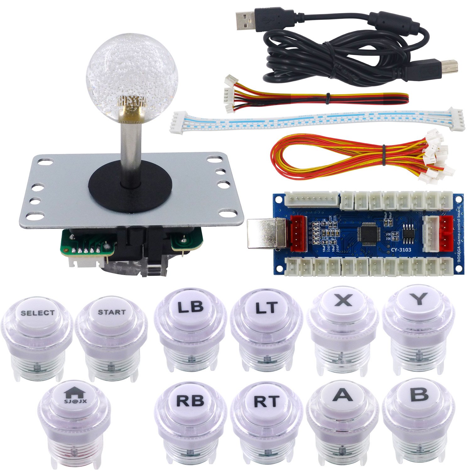 SJ@JX Arcade DIY Kit PS3 Controller Xbox One Style Arcade Button PC PS3 Xbox USB Encoder Mechanical Keyboard Microswitch Arcade Joystick
