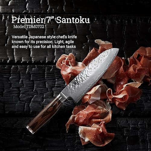 Miniatura 3 de Shun Cuchillo Santoku Premier de 7 pulgadas afilado a mano hecho a mano en Japón ligero ágil y fácil de maniobrar 7 pulgadas plateado