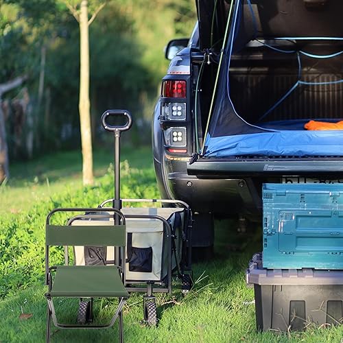 Miniatura 9 de Wakauto Silla plegable portátil para camping, ligera, pequeña, plegable al aire libre, con respaldo para pesca, playa, deportes, jardín, viajes