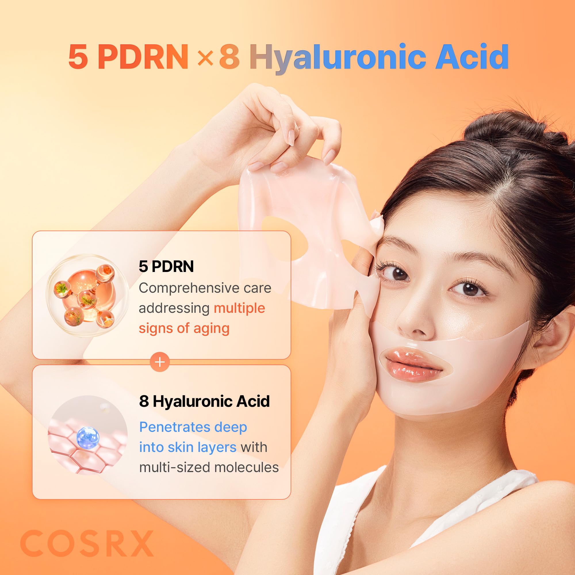 COSRX Advanced  Glass Glow Hydrogel Face Masks Skincare 3 EA, Collagen Face Mask, Travel Essentials, Overnight Face Mask, Korean Skin Care: 5 PDRN