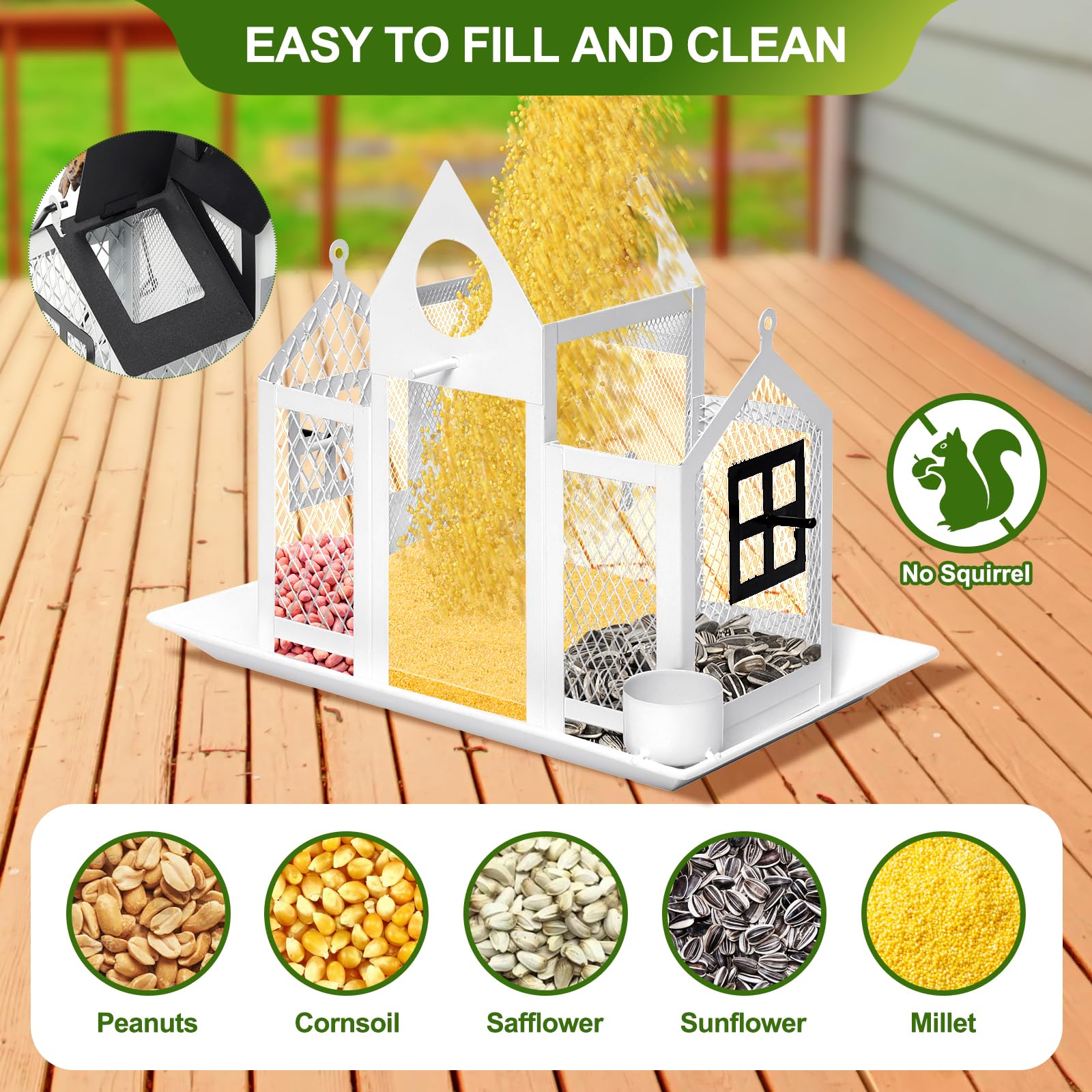 FIMOFIDRE Solar Bird Feeders House for Outdoors Hanging, 7LBS Large Capacity Metal Wild Bird Feeder Squirrel Proof for Outside with Water Cup, Cardinal Birdfeeder Birdhouses Gift for Bird Lovers