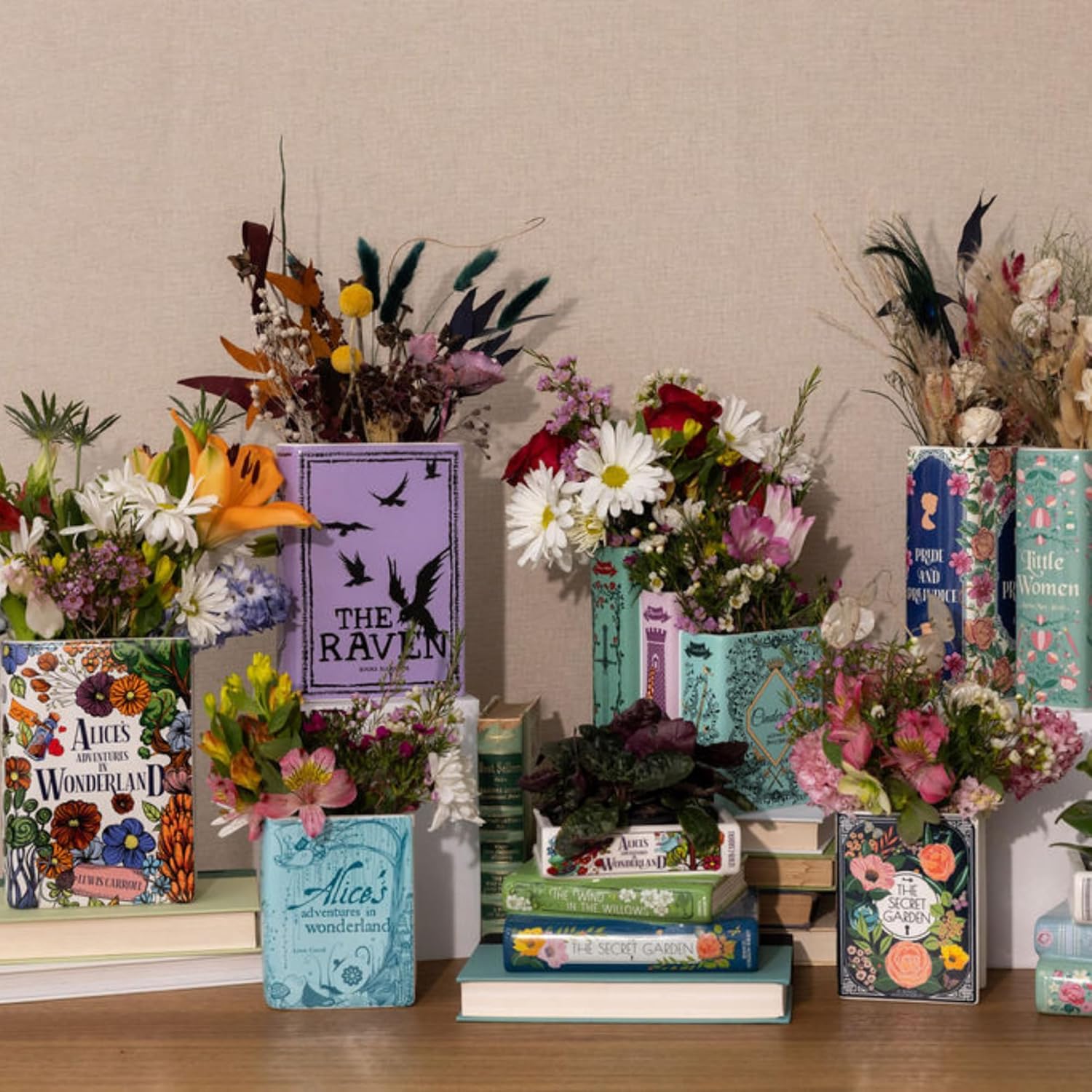 Steel Mill & Co Original Book-Shaped Decorative Vase, Ceramic Vases for Home Decor, Cute Bookshelf Decor, Unique Vase for Book Lovers (Small - Secret Garden) - Image 8