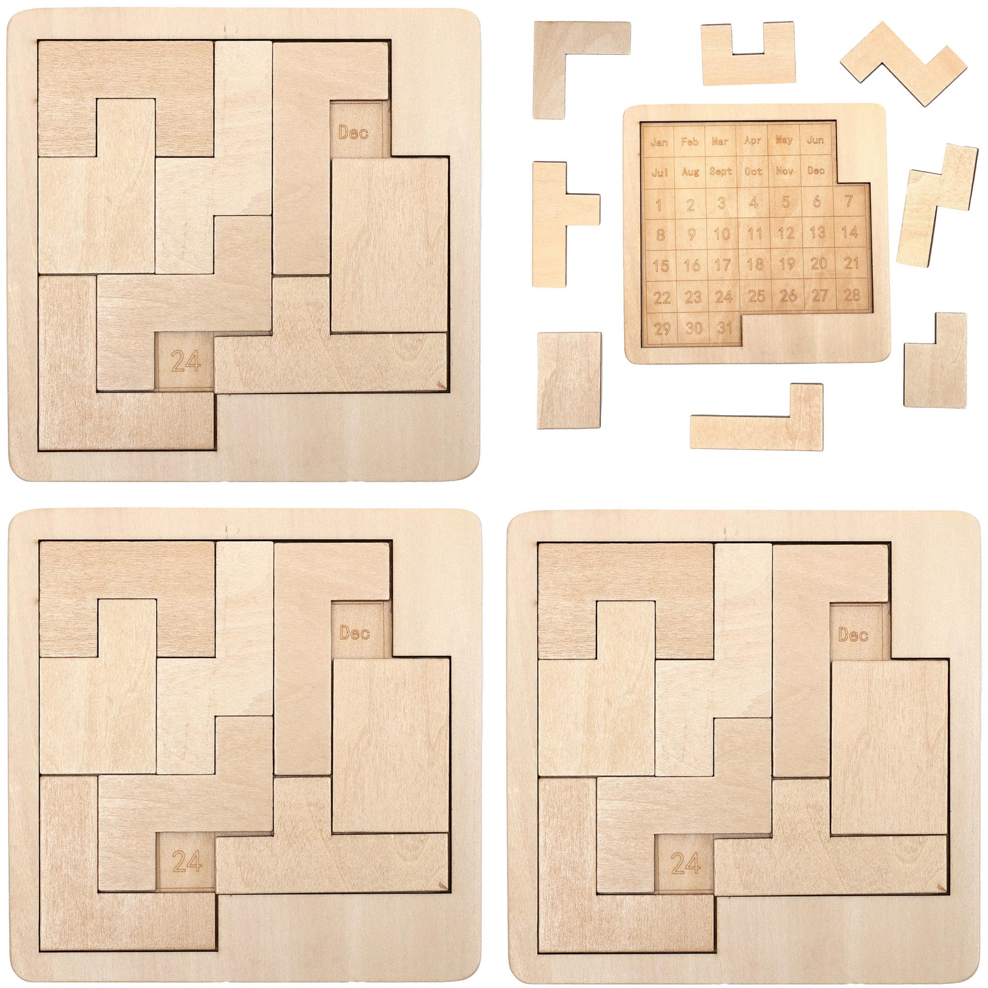 Daily Calendar Puzzle for Adults,A Puzzle to Challenge 365+ Date,Office Logic Wooden Puzzles (3 Pack)