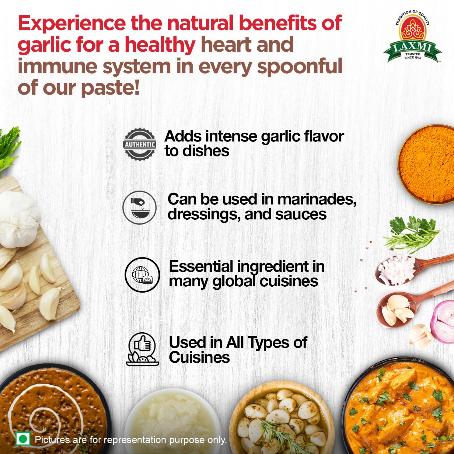 Laxmi Garlic Paste 24oz | Premium quality and pure Garlic, Ground | Vegetarian | Non-GMO certified | Ethically Sourced