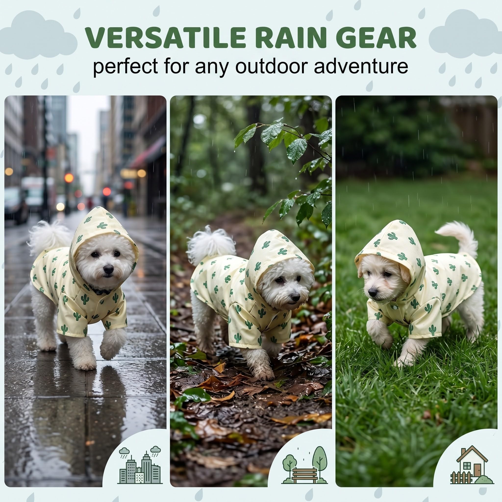 manteaux imperméables pour chiens, manteau pluie chien avec capuche, imperméables pour chiots avec trou pour laisse,veste de pluie pour animaux de compagnie,poncho pour petits chiens 4-7kg, XL