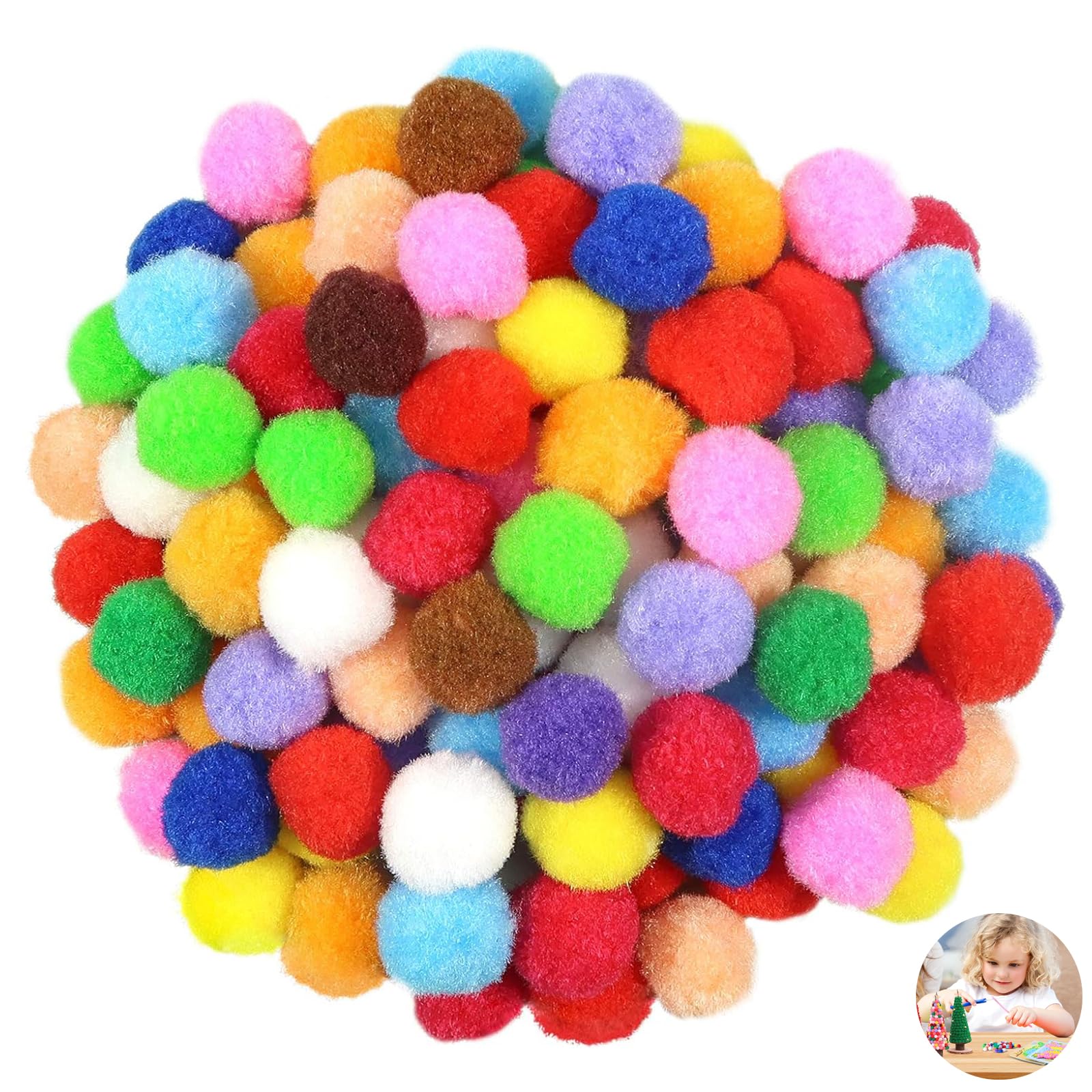 200 PCS Color Pompoms for Crafting, Pom Poms Craft, Assorted Pom Poms, for Bags Hats DIY Creative Crafts Decorations Arts Projects(0.8cm)