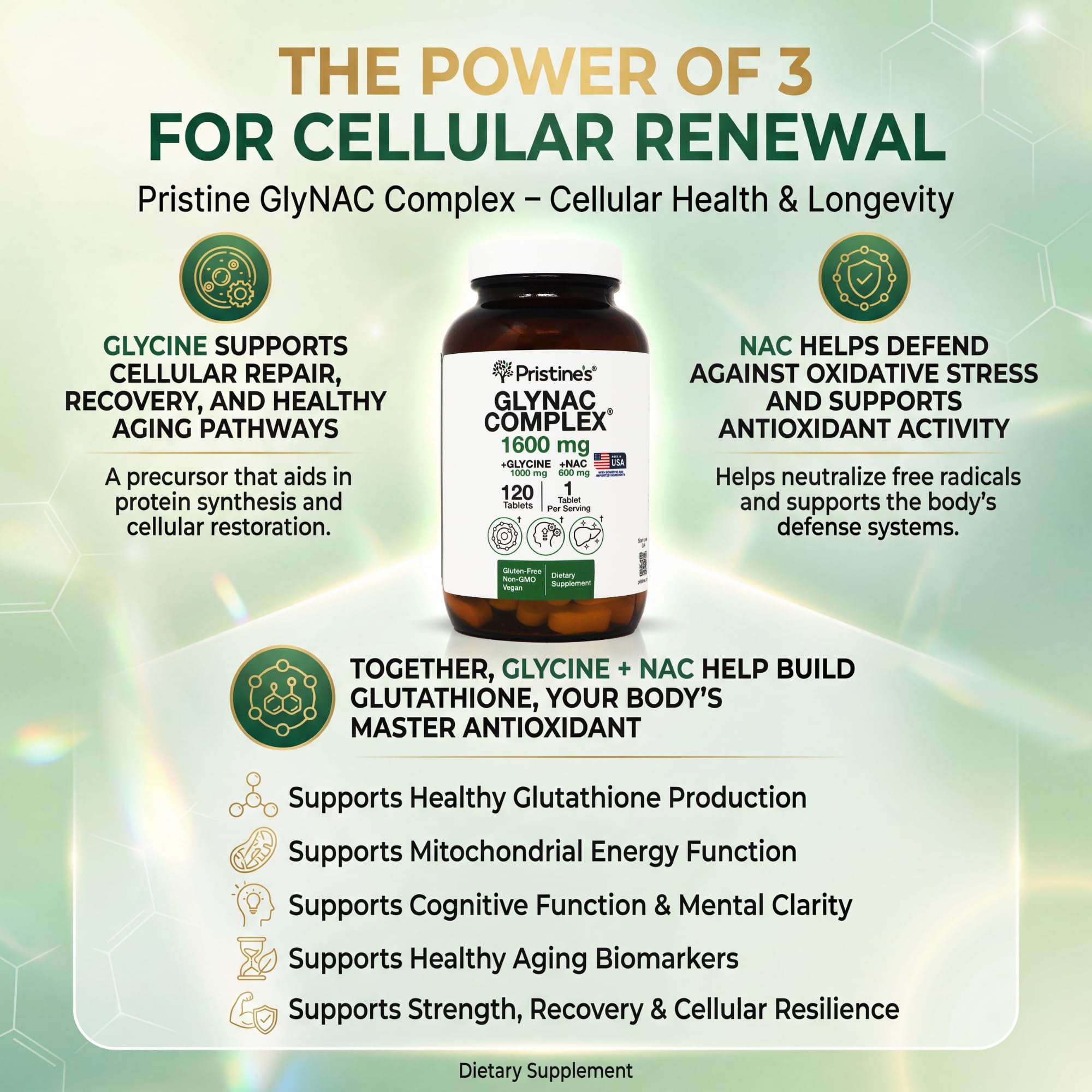 Amazon.com: GlyNAC Supplement Complex Large Size Tablet 1600MG Glutathione  Production - 3rd Party Tested Healthy Aging, & Cognitive Support