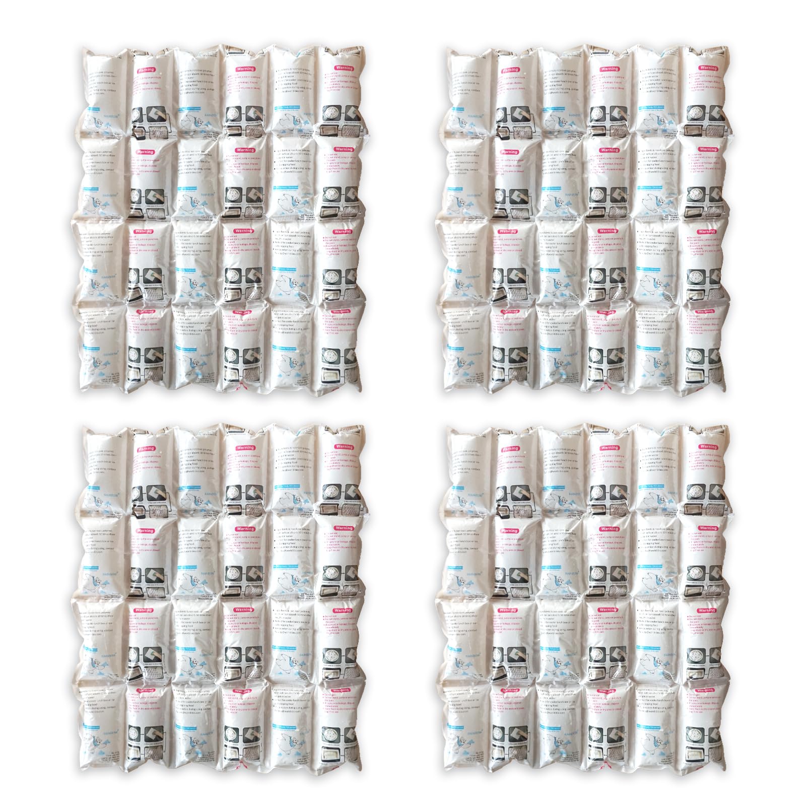 RAINBOW Dry Ice Packs for Shipping Long Lasting, Reusable Cold Ice Pack Sheets for Lunch Box, Flexible Dry Ice Packs for Coolers, Dry Ice for Shipping Frozen Food, 24 Ice Cells Each Sheet, 4 Sheets