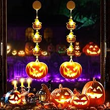 Halloween Deko Fenster Lichter, BrizLabs 2 Stück LED Innen Herbstdeko Kürbis Lichterkette Hängende Fensterlichter Batterie mit Saugnapf Weihnachtsbeleuchtung für Garten Terrasse Balkon Party Bäume Tür