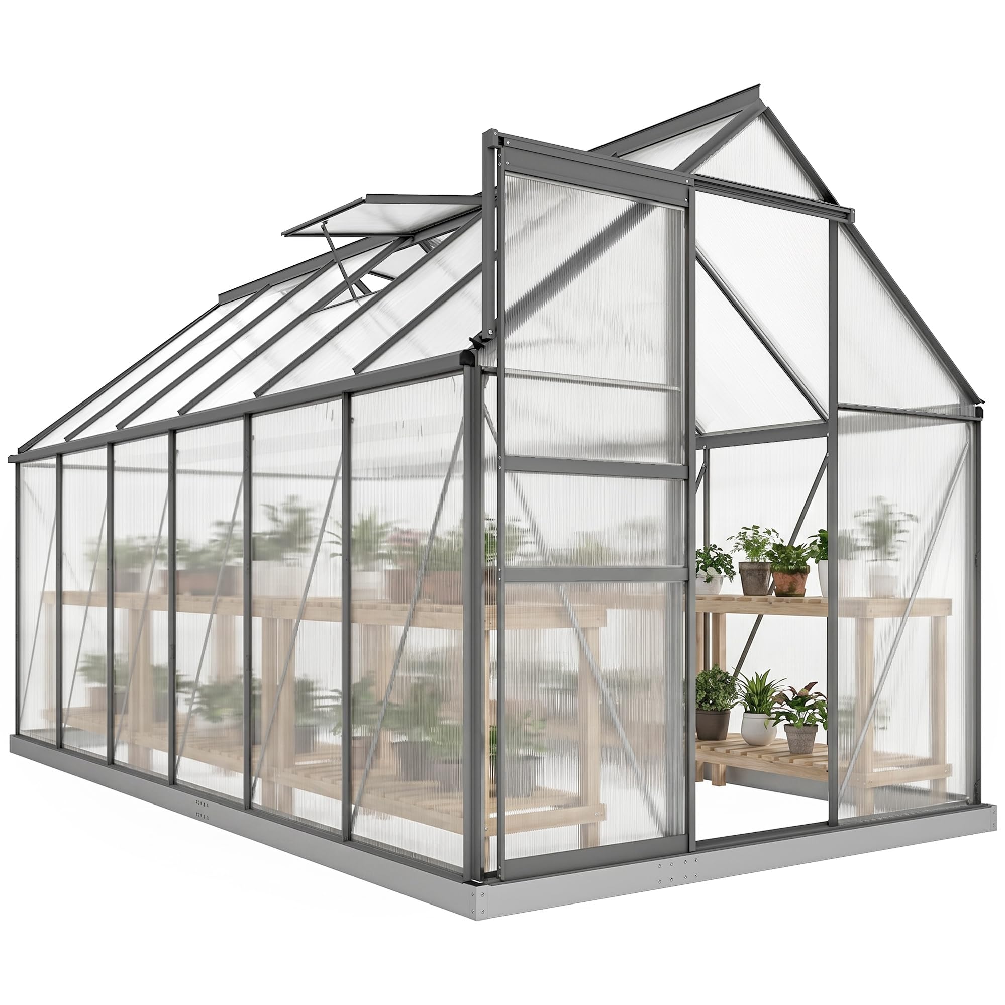 Outsunny Serre de Jardin 7 m² en Aluminium Polycarbonate avec