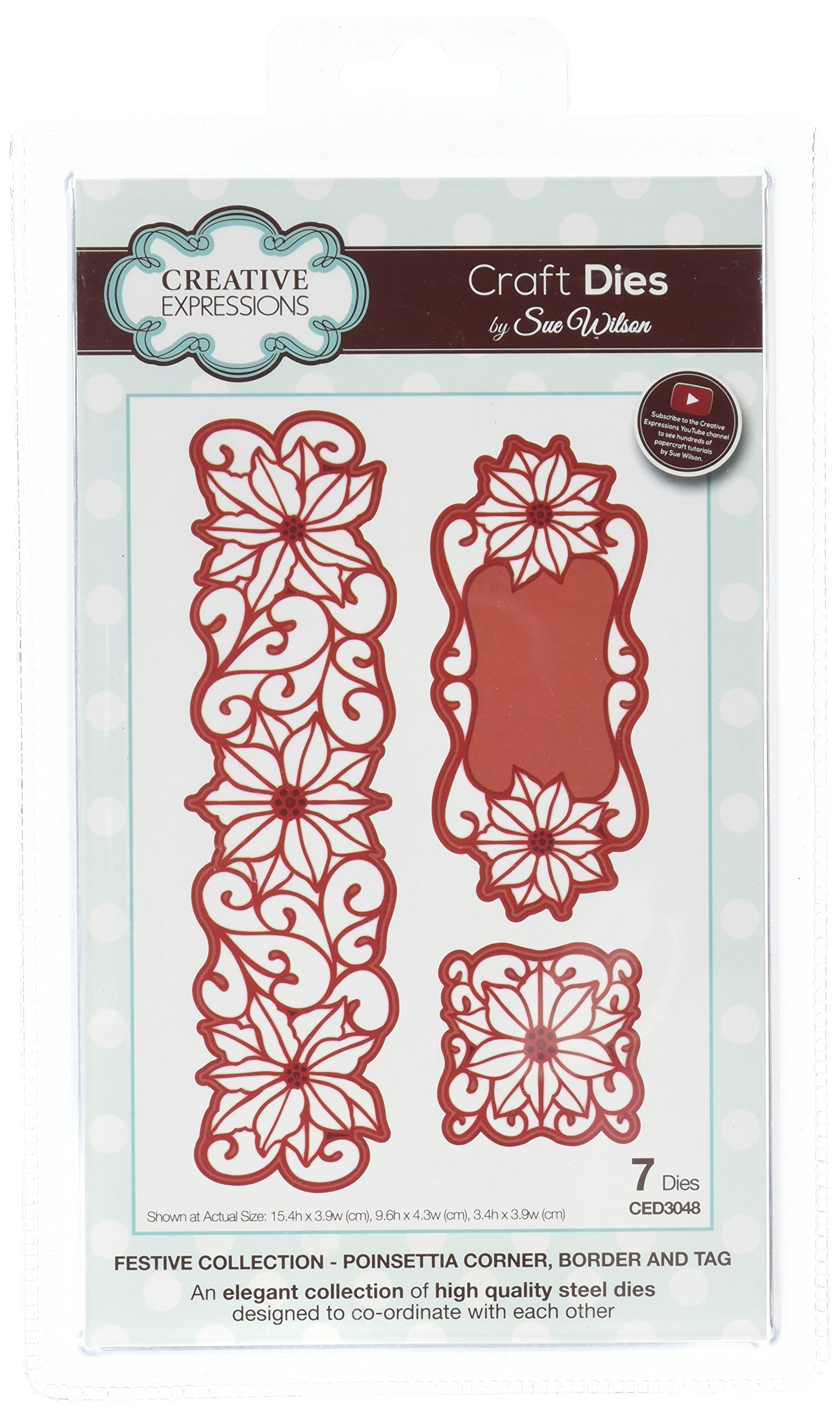 Sue Wilson Festive Collection Poinsettia Corner Border & Tag