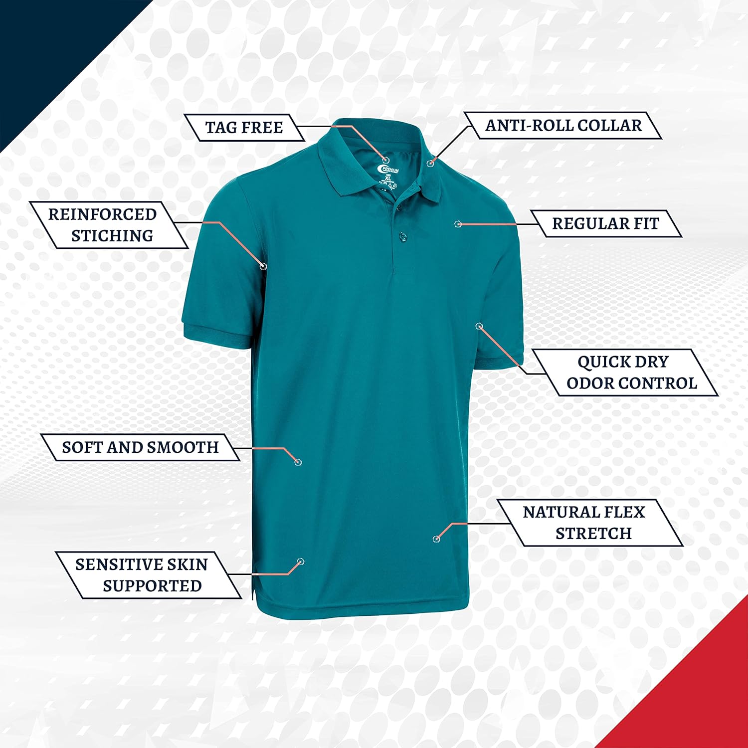 Premium Wear Men's High Moisture Wicking Polo T Shirts (3X-Large, Teal) - Image 5