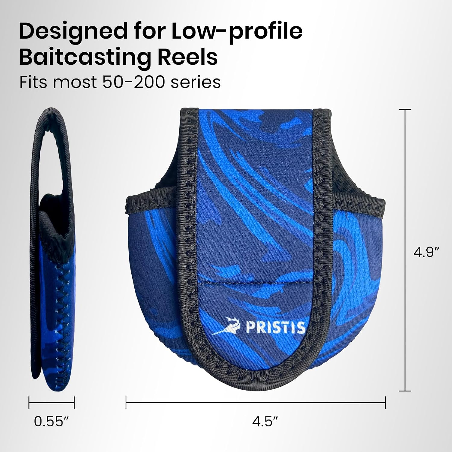 Pristis Baitcasting Reel Cover for Bass Fishing, Fits Most Series | Thick Neoprene Protective Casting Reel Sleeve, Water Resistant Pouch Bag, Durable Spool Storage Protect Wrap Baitcaster Case