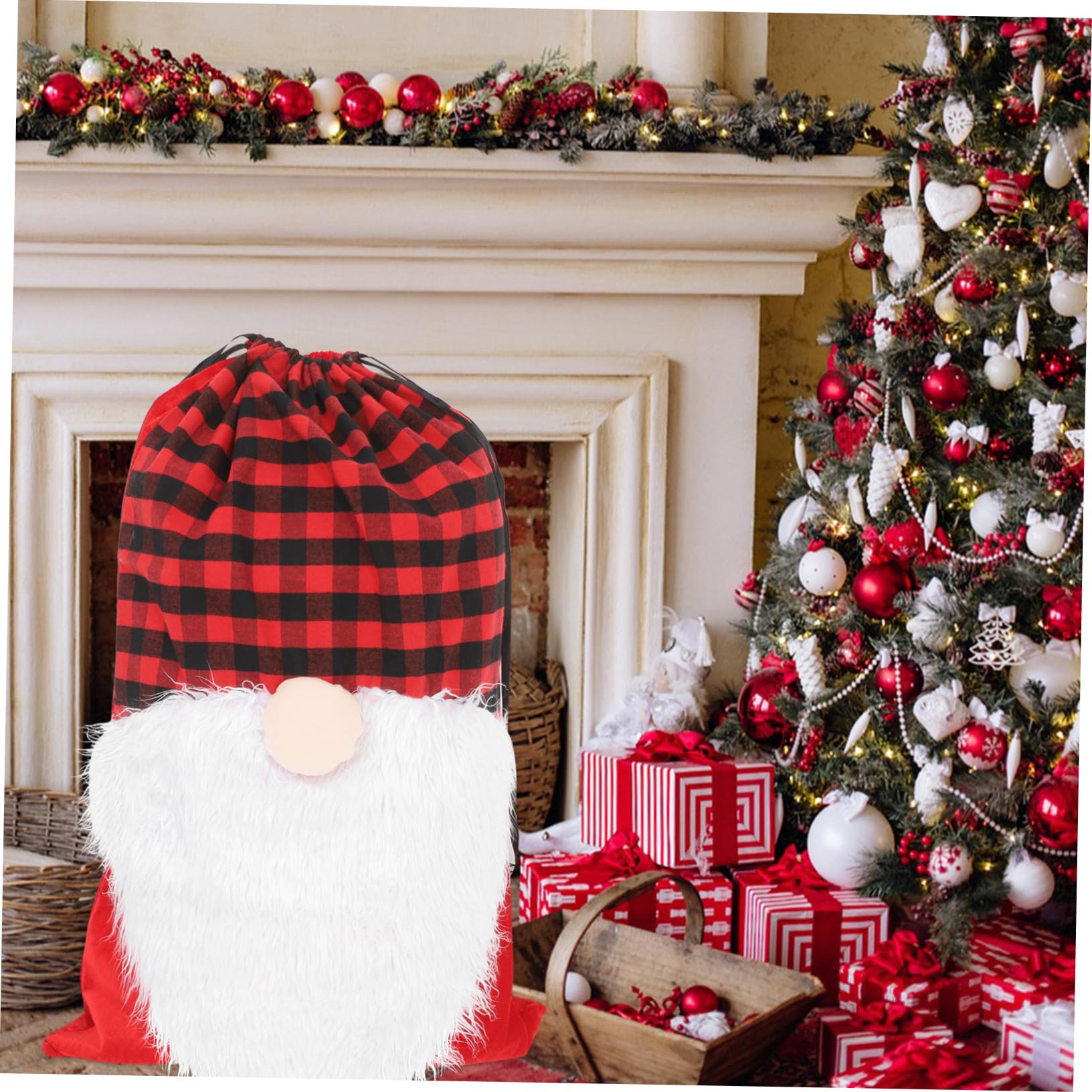 AKOOSY Große Weihnachts Geschenktüte mit Motiv Großer Kapazität Kordelzug Vielseitige Geschenkverpackung für Süßigkeiten Snacks Kleine Präsente Deko für Xmas Partybedarf