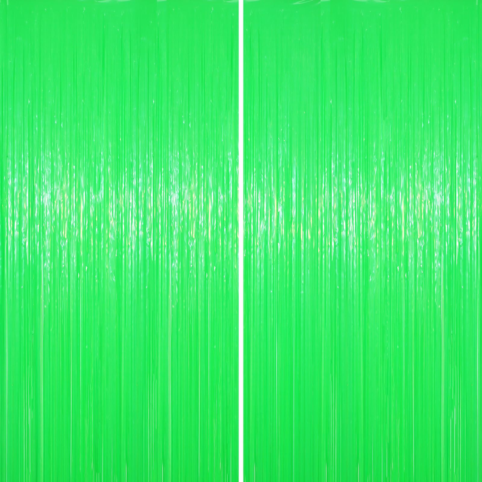 Voircoloria Pastel Green Foil Fringe Backdrop Curtains,3.3x6.6ft, 2 Pack | Tinsel Streamers, Door Shimmer, For Baby Shower, Birthday Party Decorations, Graduations, Gender Reveal