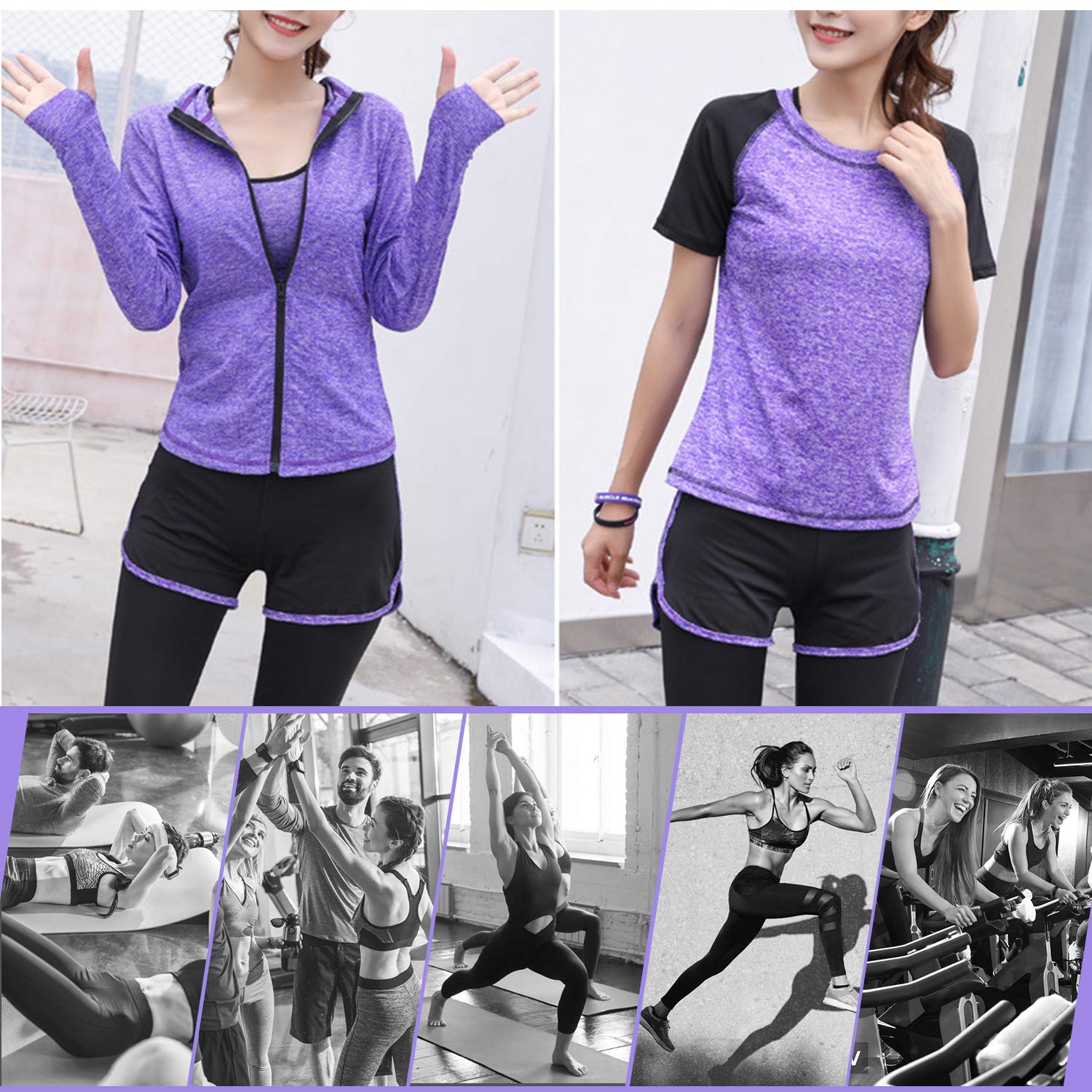Jogginganzug Damen Trainingsanzug Sets Yoga Kleidung Anzug 5er-Set Sportbekleidung Laufbekleidung Gym Fitness Workout Kleidung Sportswear