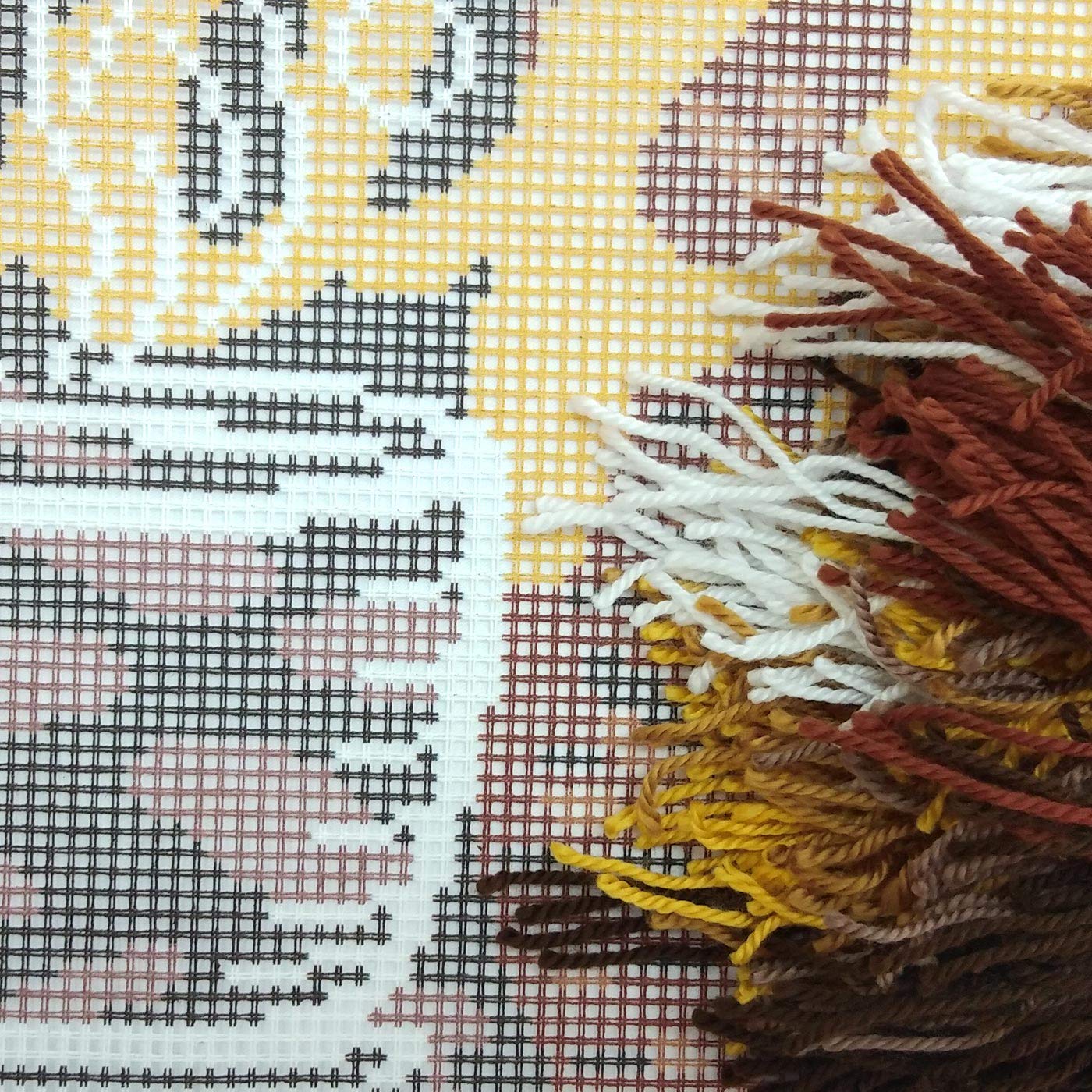 Brvsk Kitchen Embroidery Kit for Adults and Beginners — Coffee 16??×?16? with Clear, Precise Printed Design on Cotton Canvas; Includes 2 Needles, Yarn, and Easy-Read Chart