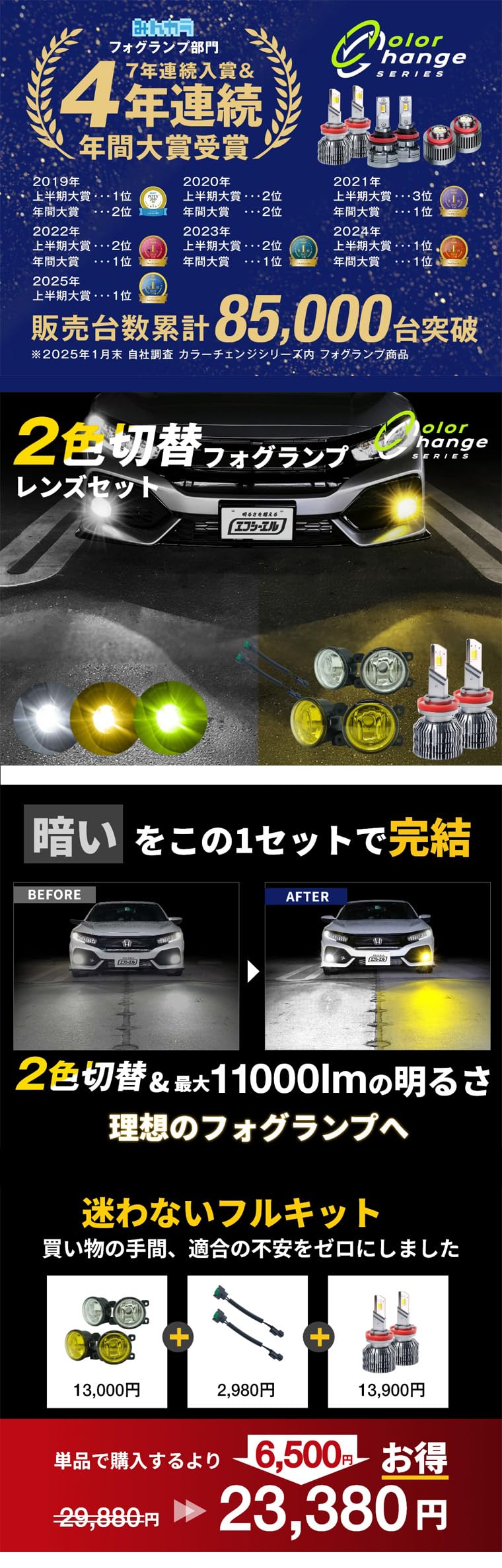 Amazon | fcl.(エフシーエル) ホンダ車用 フォグランプ ユニット 2色