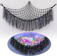 Vista 8 de FIOBEE Red de Animales de Peluche o Hamaca con Luz LED, Hamaca de Juguetes Colgante Organizador de Almacenamiento Soporte para Animales de Peluche