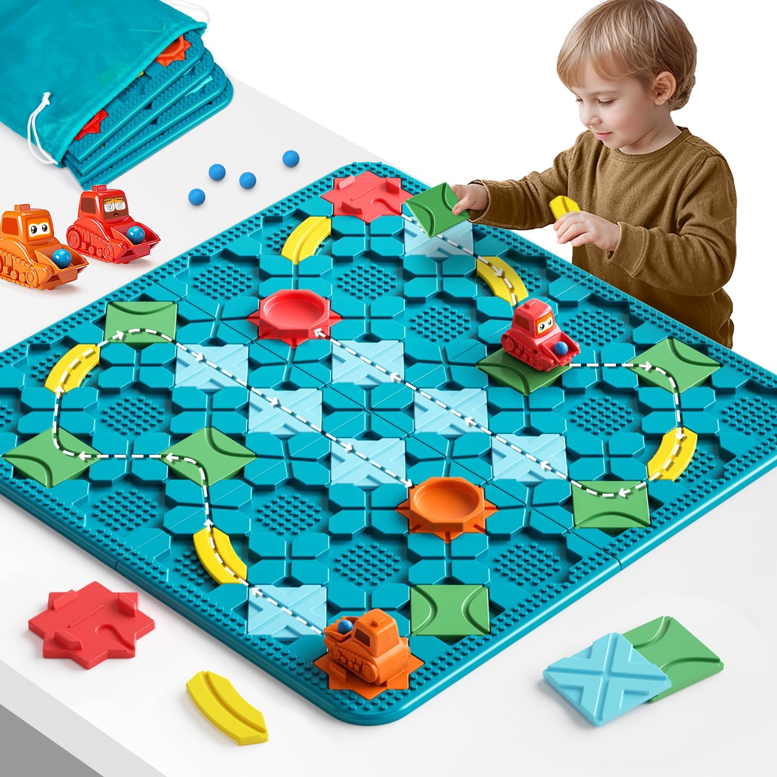 Kids Toys STEM Board Games - Large Size Logical Road Builder Educational Brain Teasers Puzzles Toys, Preschool Learning Montessori Big Board Maze Birthday Gifts Kids Boys Girls Age 4-8 Year Old