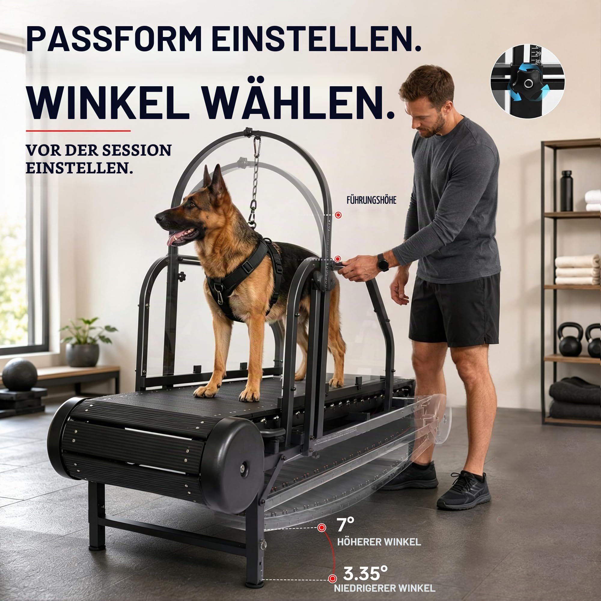Laufband für große Hunde, mittelgroße Hunde, verstellbare Rampe, Laufband für Hunde, mit Schrittzähler für Bewegung, gesund und fit