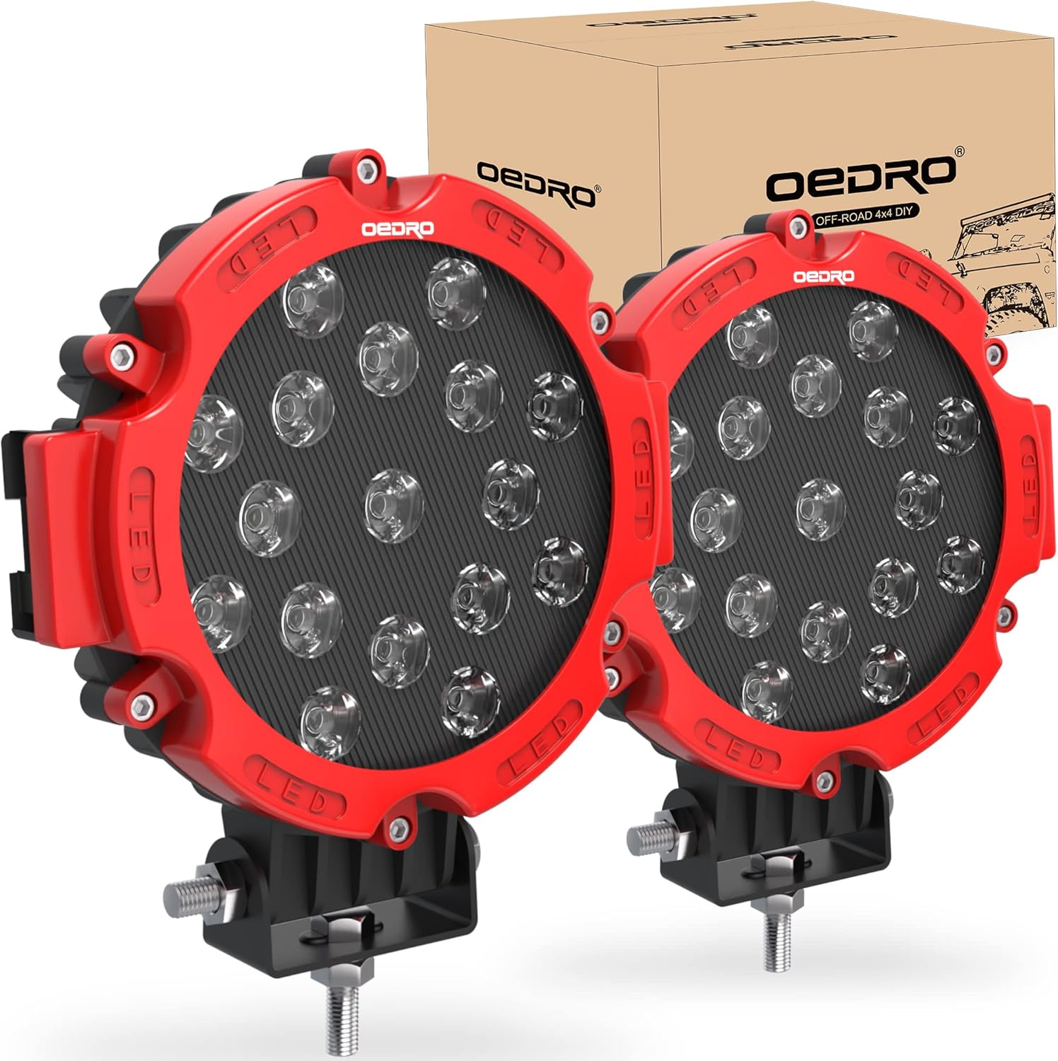 oEdRo 7 Inches 51W 5100LM LED Light Pods, Round Spot Light