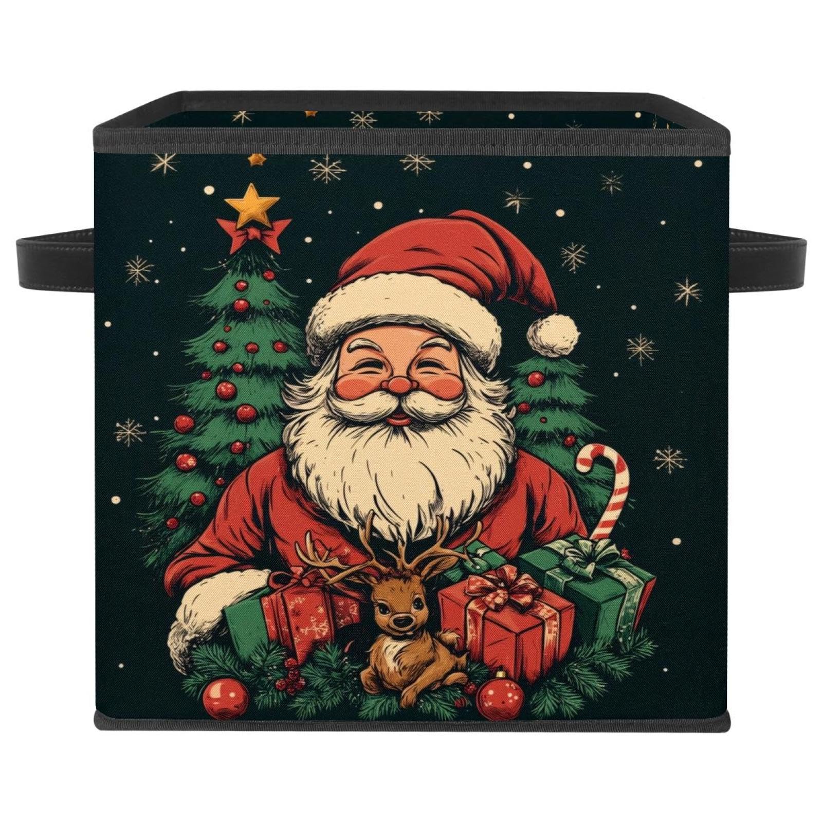 Boîte de rangement renne de Noël grand cube pliable en tissu Oxford