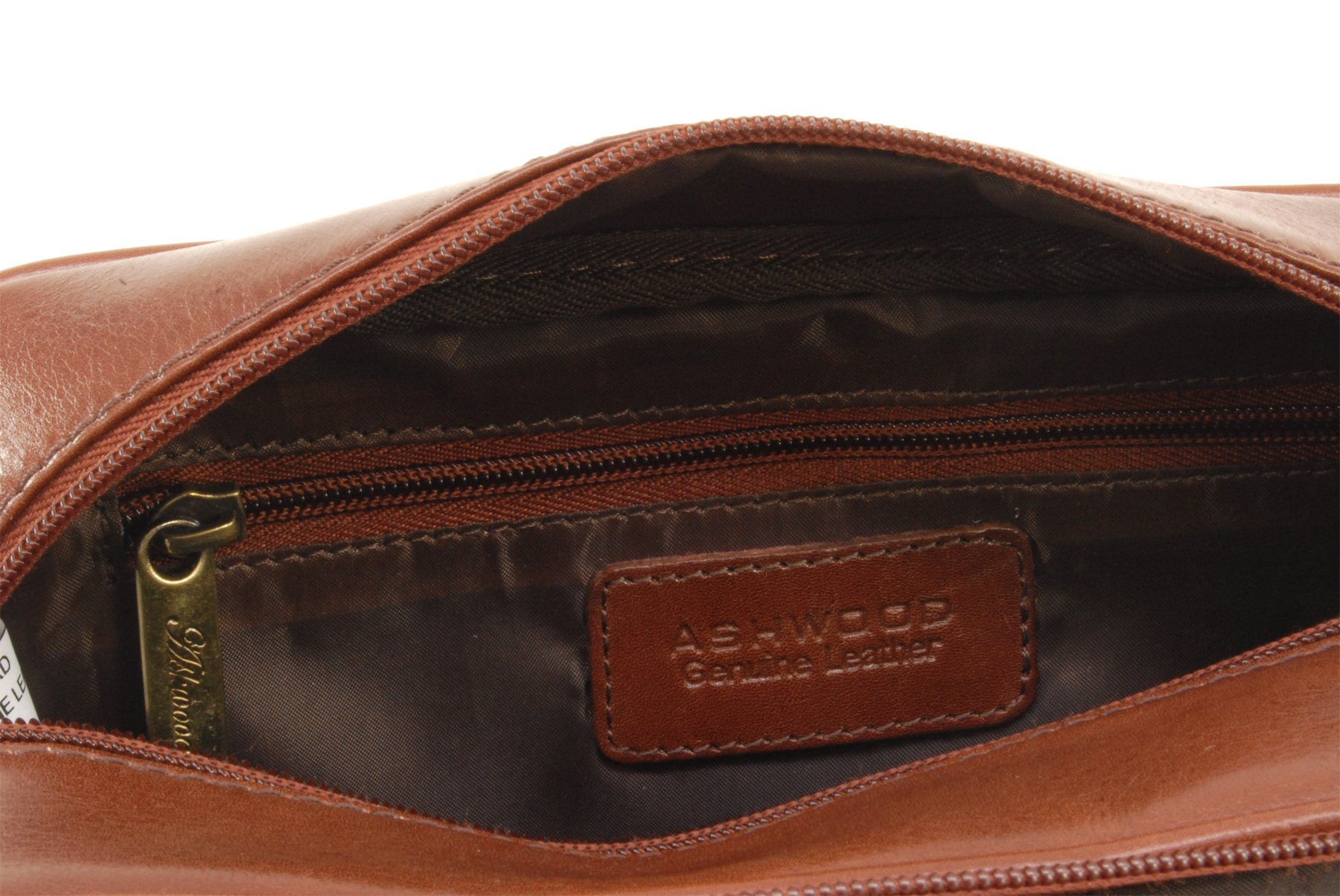 ASHWOOD - Bolso Neceser / Bolsa de Aseo para Hombre - Cuero - Castaño Marrón