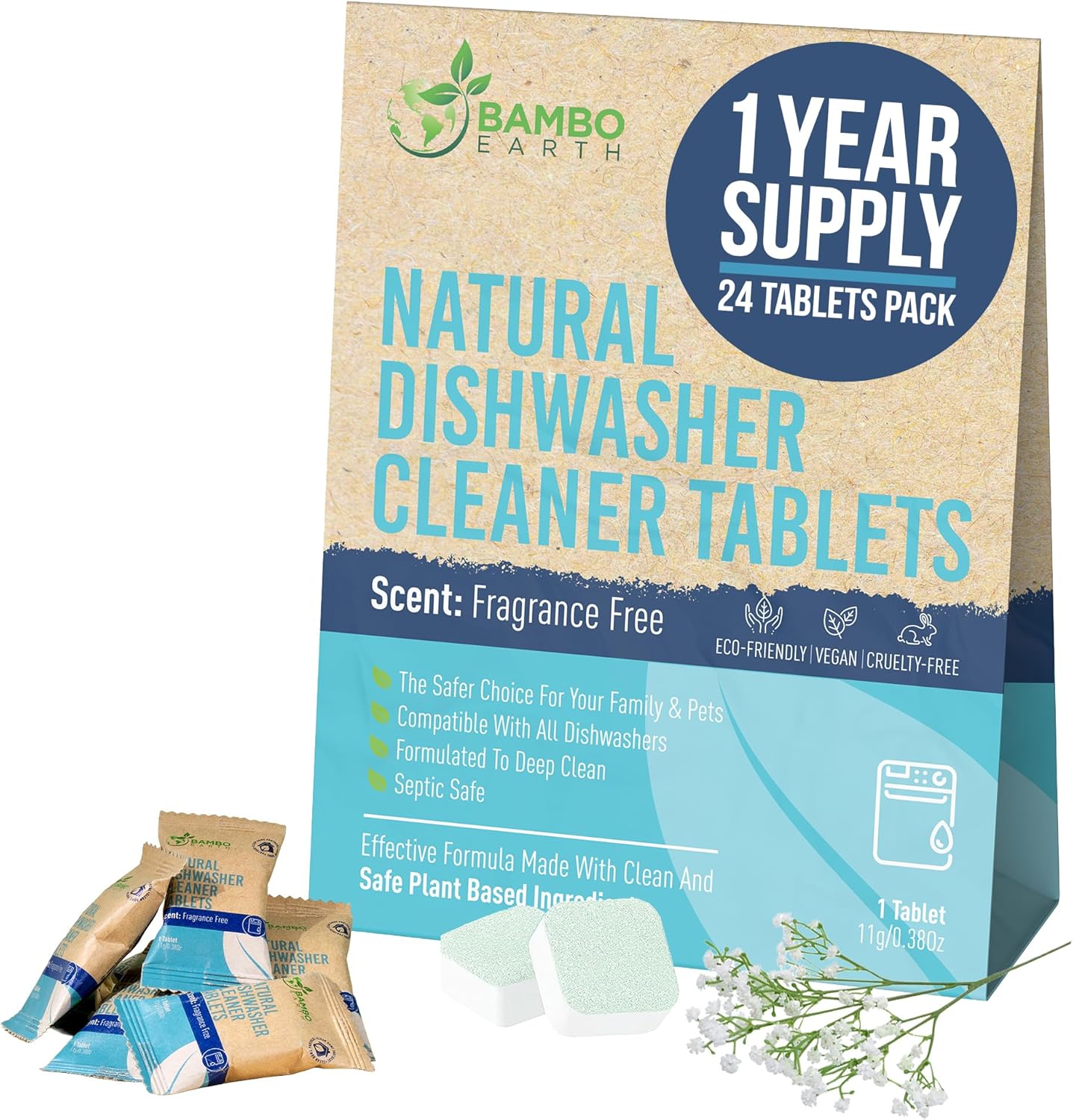 Amazon.com: Natural Dishwasher Machine Cleaner Tablets - Plant Based ...