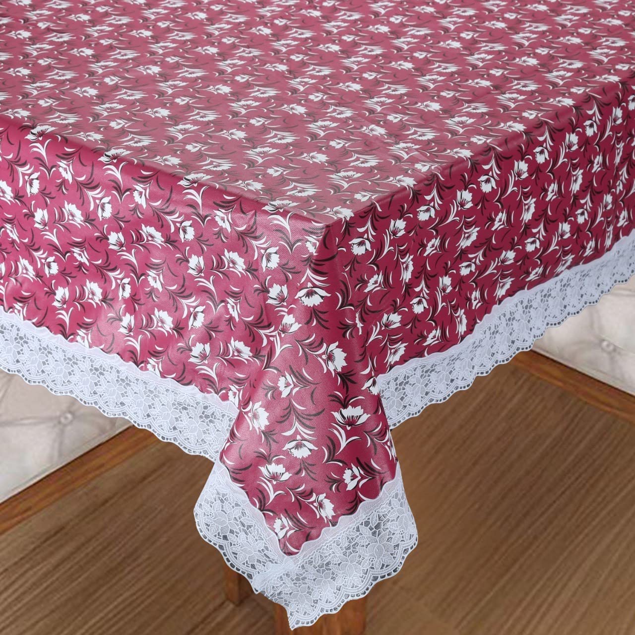 Homerz Premium Center Table Cover Waterproof and Dustproof (Red Emboss, 40x60 inch- Center Table)