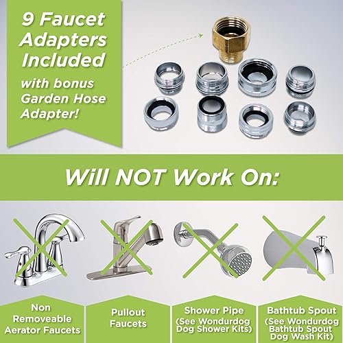 Miniatura 6 de Wondurdog Kit de lavado de calidad para fregadero de mascotas con mango de protección contra salpicaduras y dientes de goma. Se adapta a grifos de