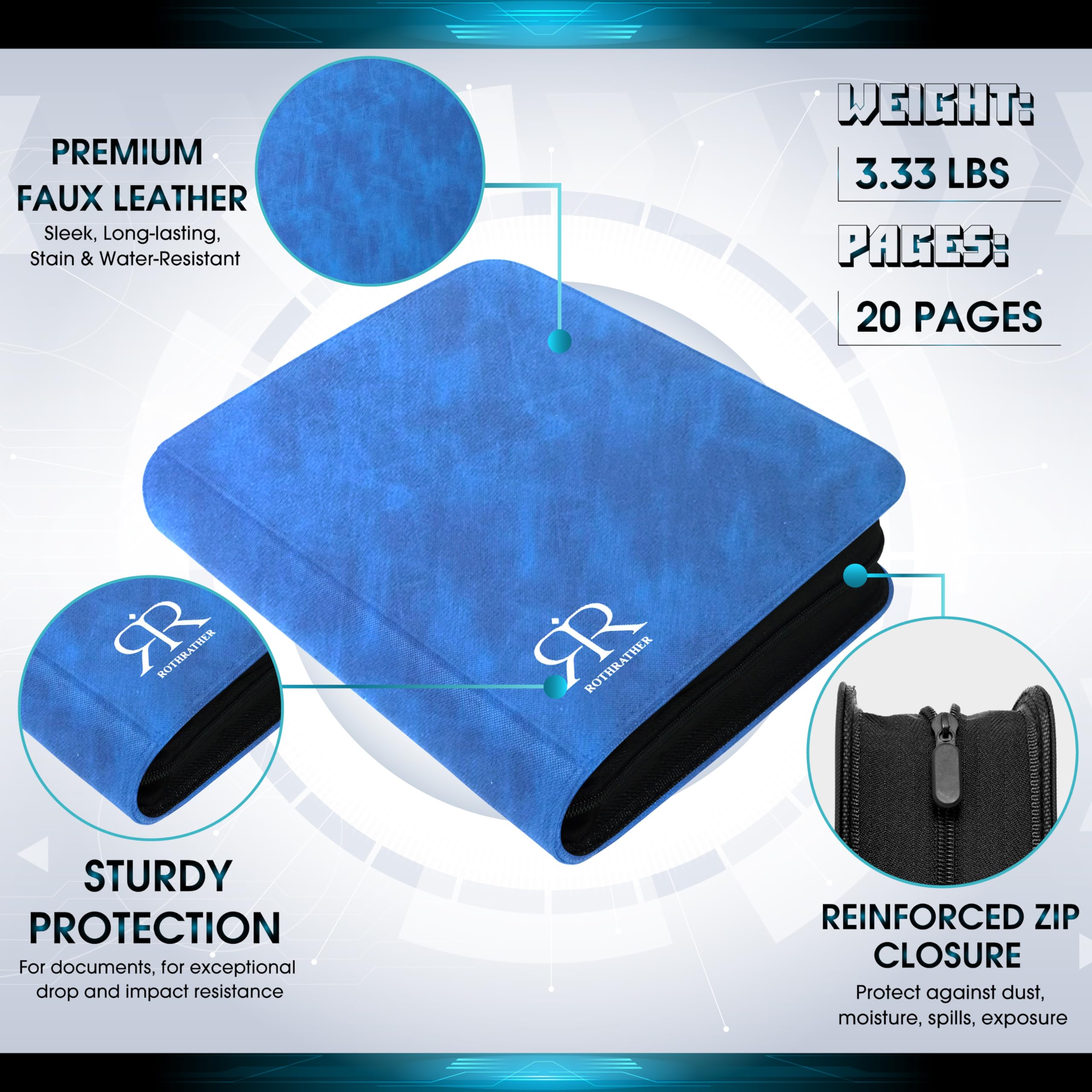 Top Loader Card Binder | Holds 360 Toploaders | ROTHRATHER 9 Pocket Top Loader Card Storage with Sleeves for 3" x 4" — view 2