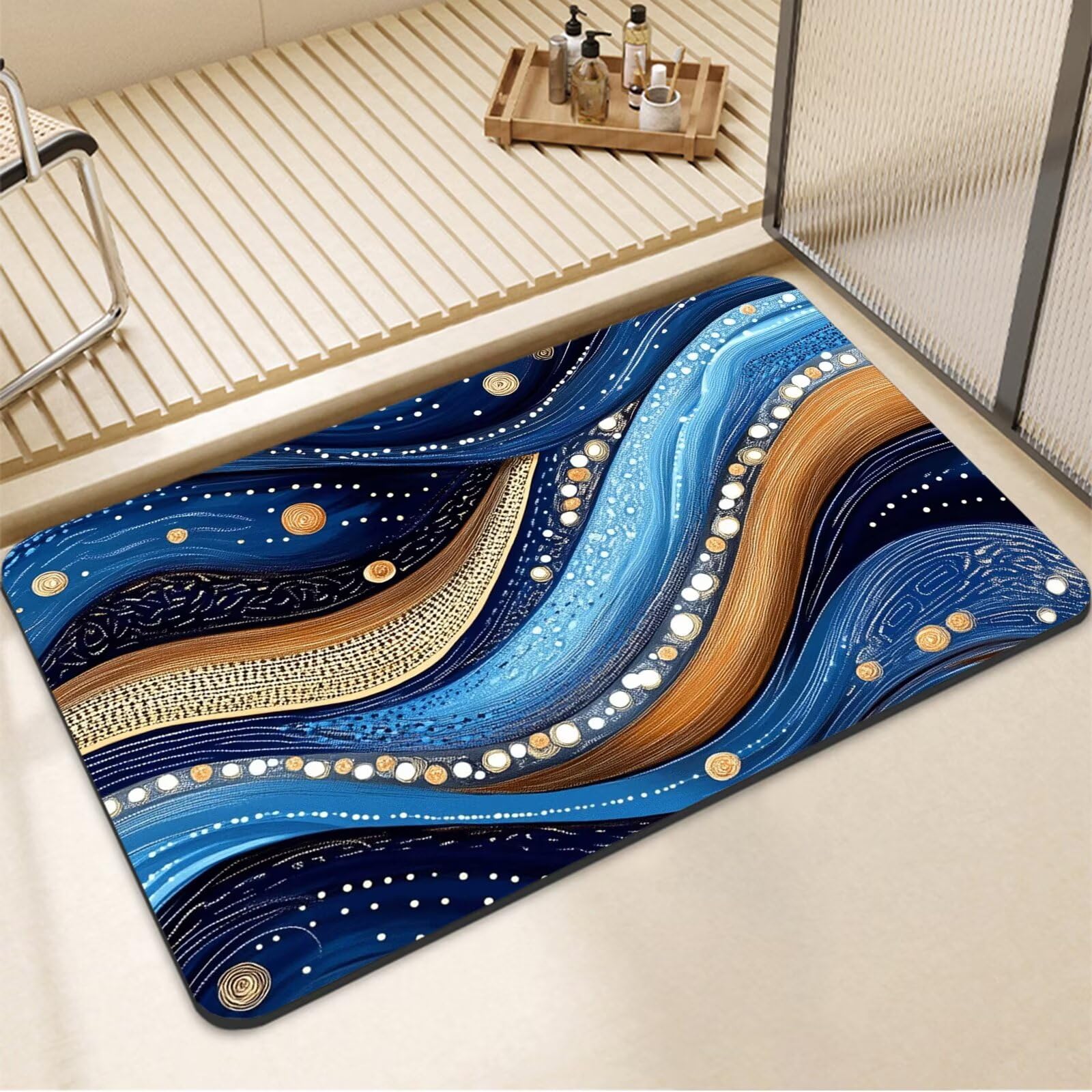 Tapis de salle de bain antidérapant grand format lavable et mince