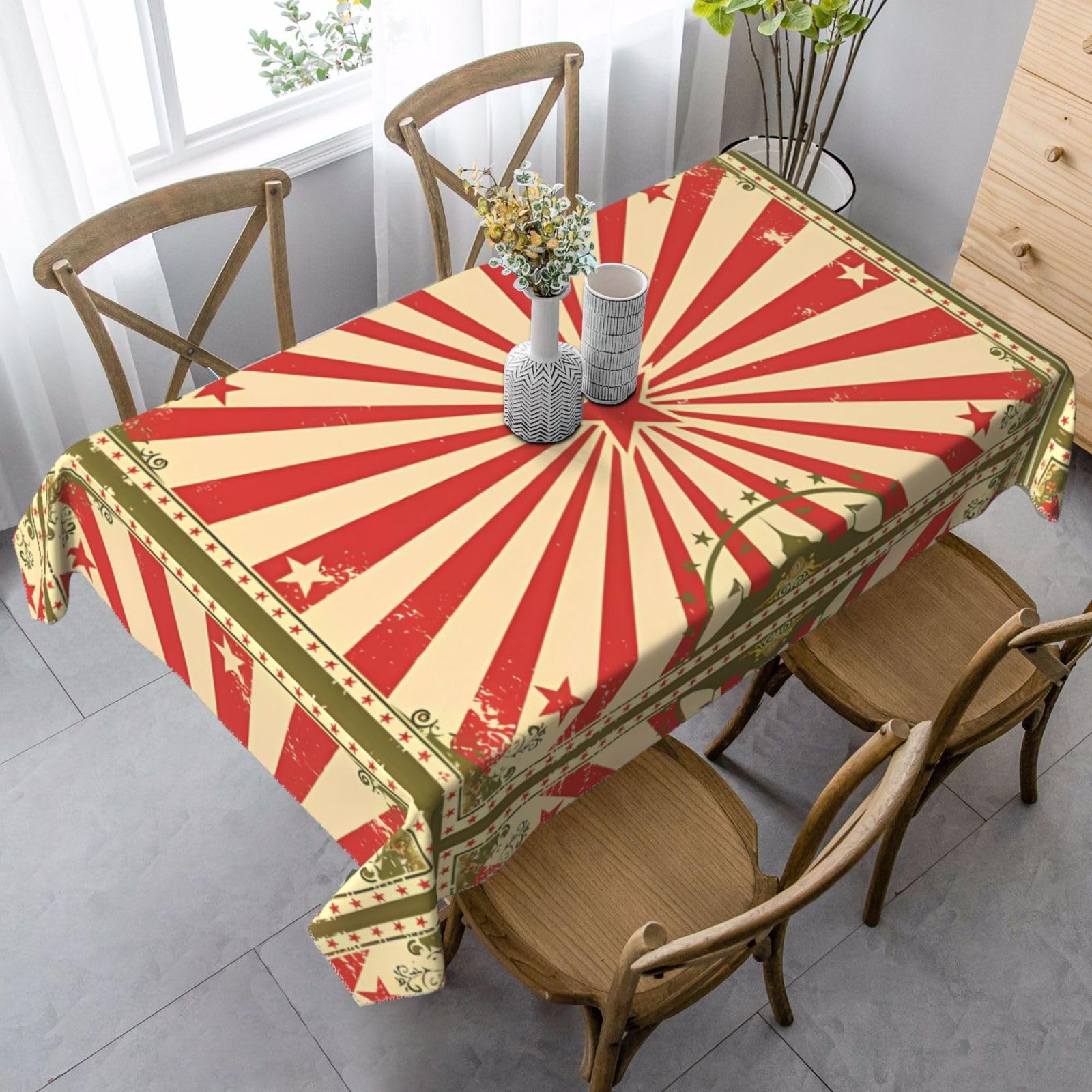 Lghhgy Vintage Circus Background Print Rectangle Tablecloth For Dining Table – Kitchen Decor, Perfect For Holiday & Party Tablecloths
