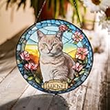 Hugsly Custom Pet Stained Glass Window Hanging, Dog Memorial Suncatcher Picture, Remembrance Gift for Dog Lovers, Sympathy Gift for Loss of Pet, Cat Bereavement Keepsake with Photo