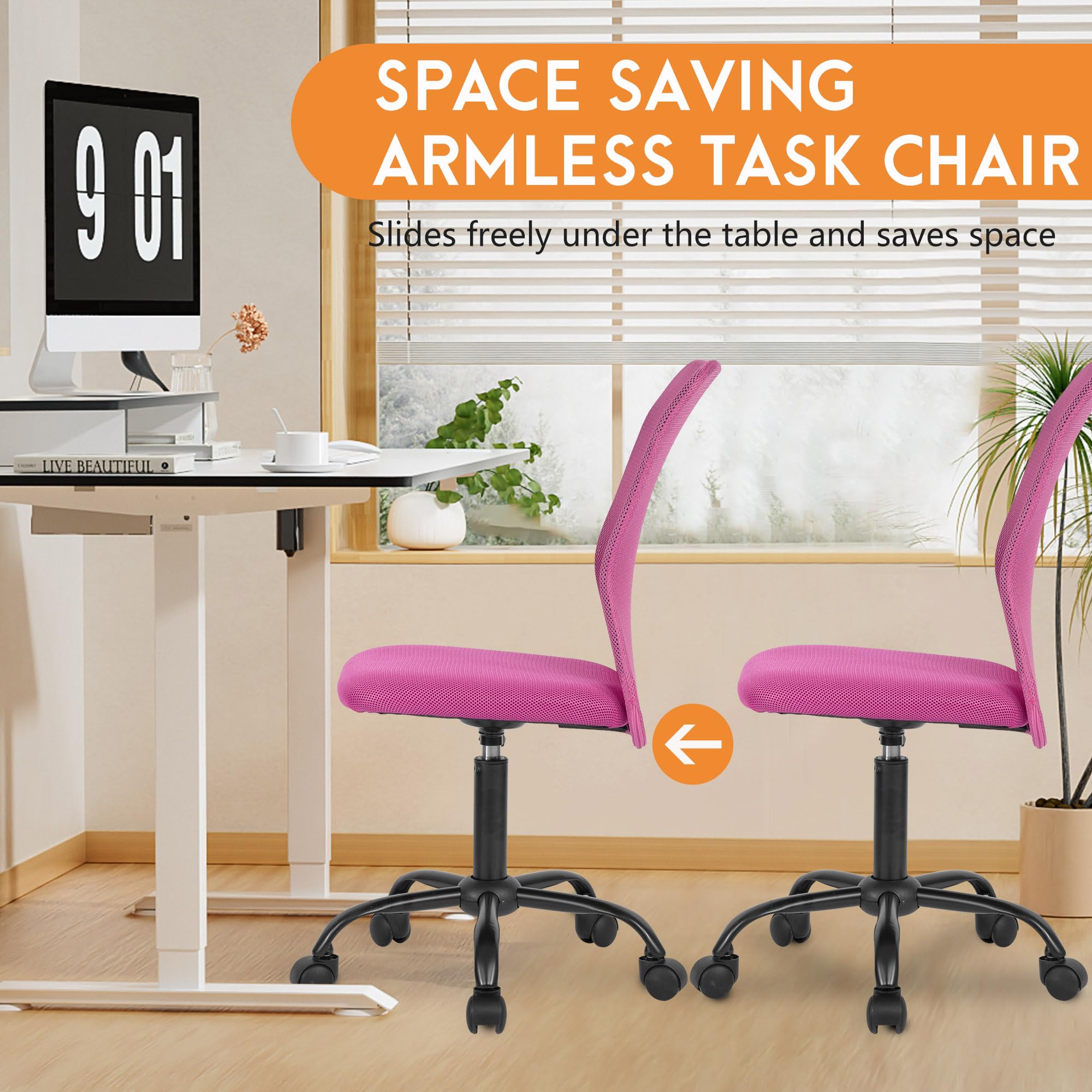 Snapklik.com : FDW Home Office Chair Mid Back Mesh Desk Chair Armless ...