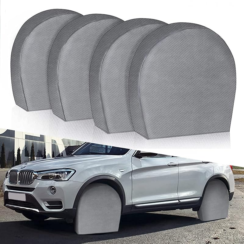 Tire Covers for RV Wheel Set of 4 Non-Woven Wheel Covers Waterproof UV Coating Tire Protectors Universal Fit for RV Trailer Camper Truck Jeep SUV Car Wheel, Fits Tire Diameters 27-29”