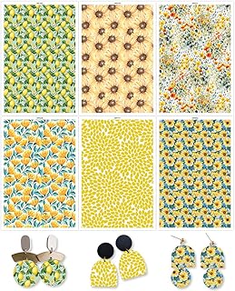 BAOFALI 24 hojas de papel de transferencia de girasol, limón, flores para arcilla polimérica, serie amarilla, 6 diferentes impresiones de fondo de arcilla polimérica, papel de transferencia para