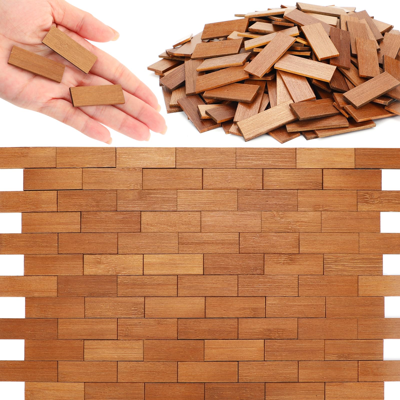 400 Pcs Miniature Dollhouse Flooring 1: 12 Scale Mini Wooden Dollhouse Floor Boards Geometric Bamboo Furniture for Model Accessories
