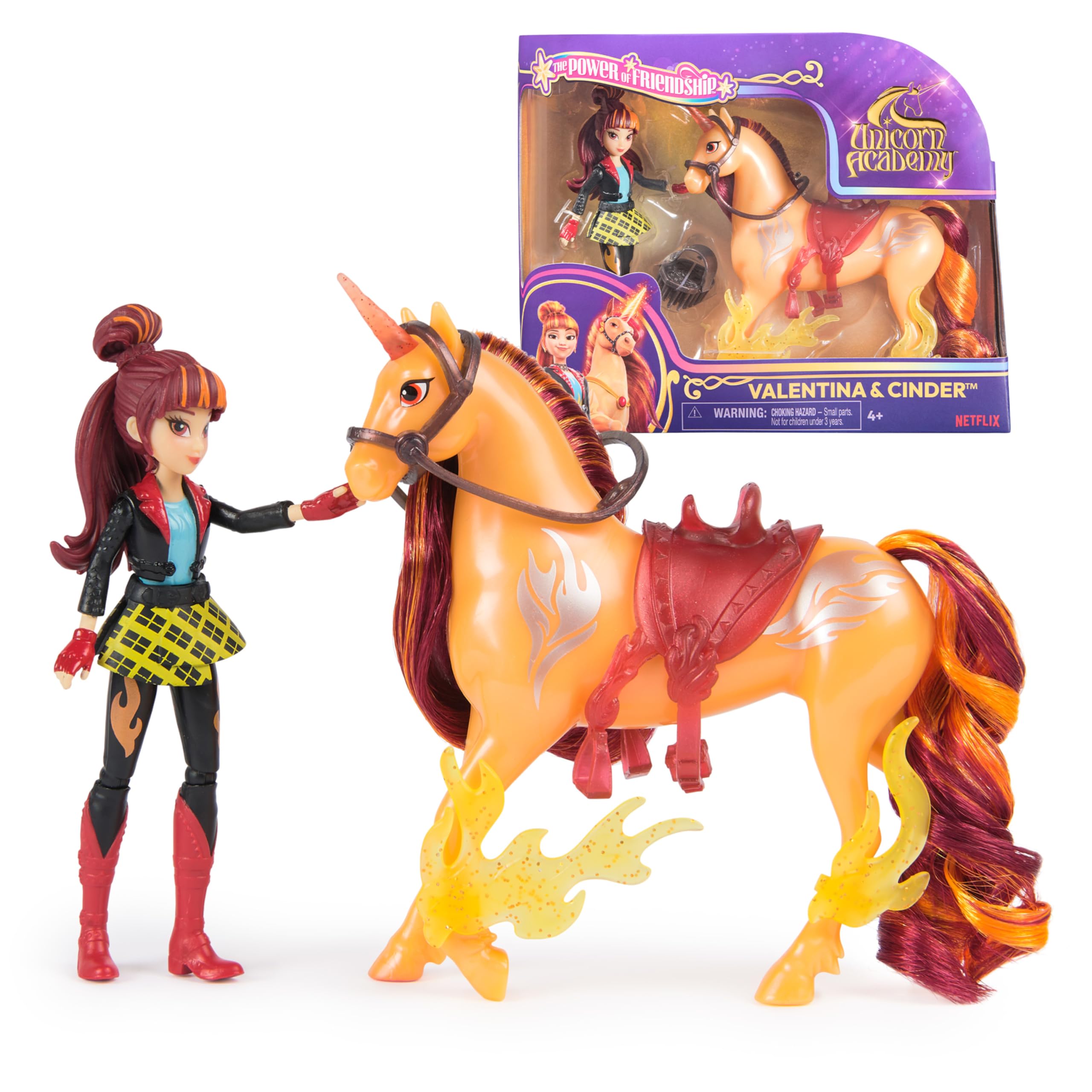 Unicorn Academy, Valentina & Cinder Power of Friendship Set, Easter Gifts Idea, Dolls & Unicorn Toys, Includes Translucent Saddle & 2 Power Accessories