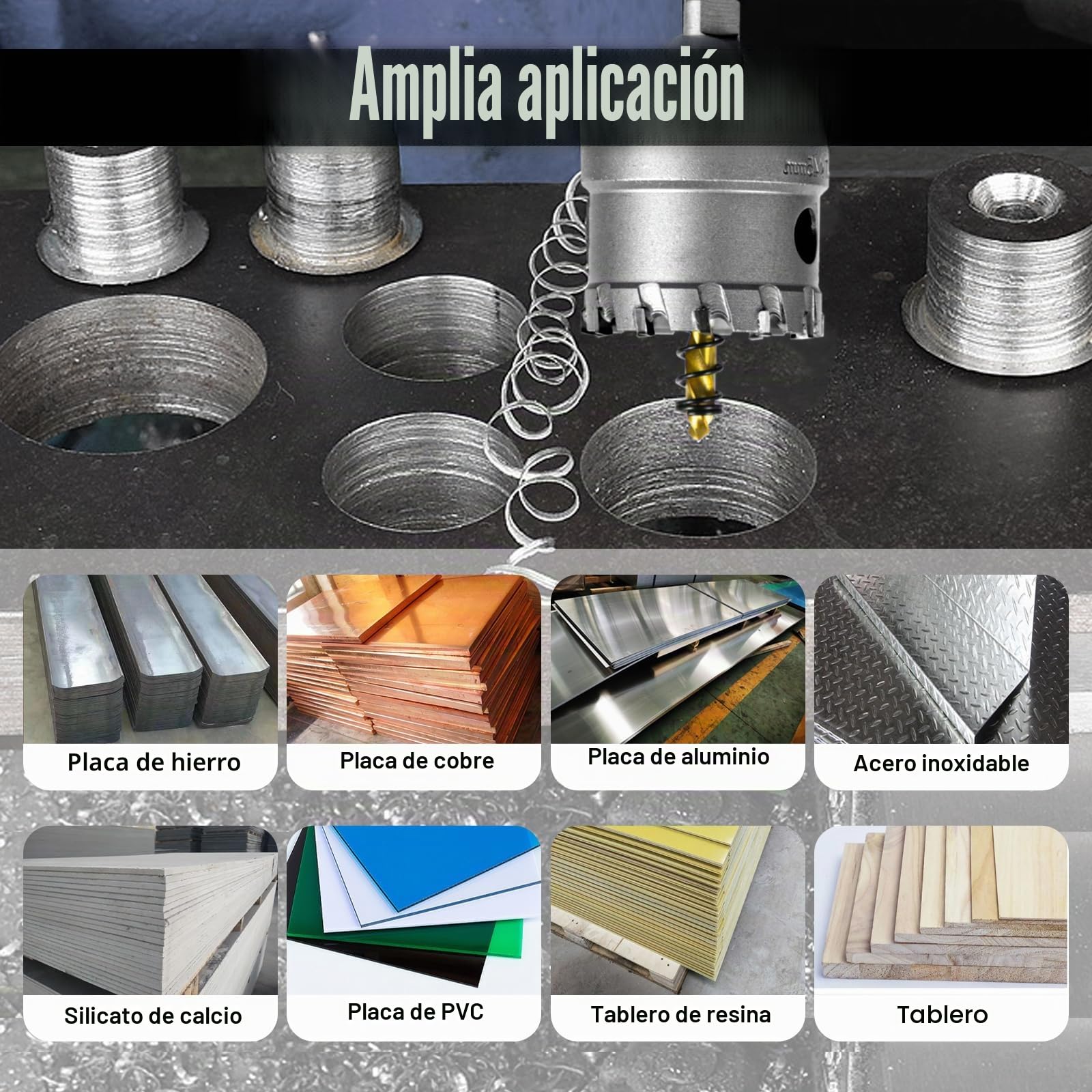 SALI Juego de 12 sierras perforadoras TCT con punta de carburo de tungsteno con broca piloto chapada en titanio para metal, acero inoxidable, hierro, madera, plástico 9/16" - 2-1/8" 14mm+16mm+19mm+